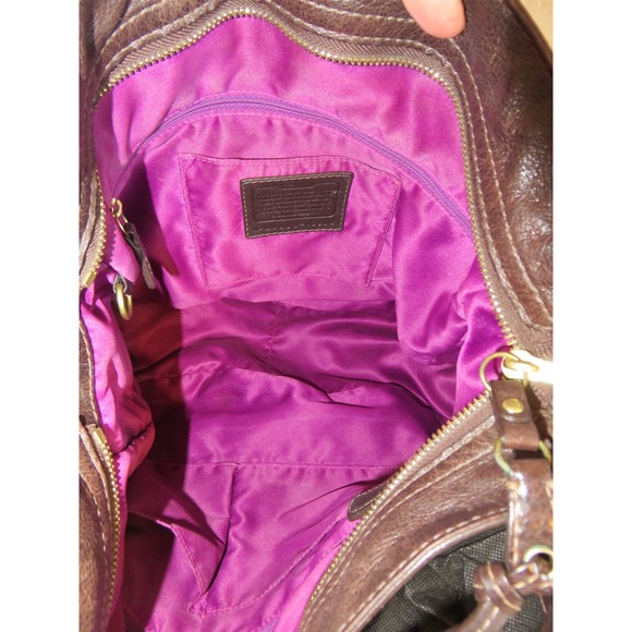 Y2K Coach Zoe Signature Brown Canvas Leather Hobo Shoulder Bag 12674 Brass - Picture 6 of 10